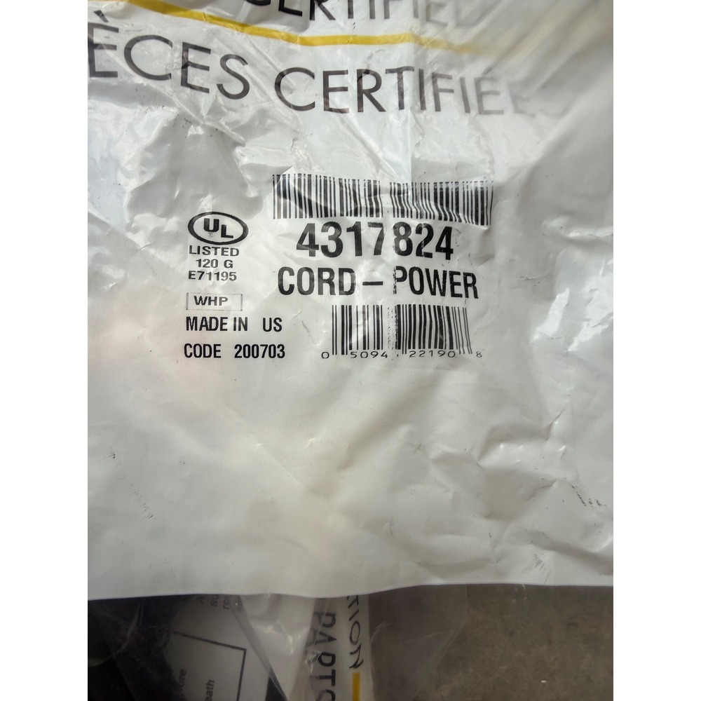 Whirlpool 4317824 Appliance Power Cord Genuine OEM Part New